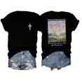 thumbnail image 1 of Uinagy Mode Été pour Femmes T-Shirt à Manches Courtes en Coton Imprimé Lettres, 1 of 2