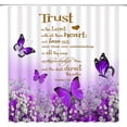 thumbnail image 2 of Inspirational Quote Trust in The Lord Shower Curtain Purple Flower Butterfly Motivational Words Elegant Nature Creative Modern Art Bathroom Decor Fabric Curtain with Hooks, 2 of 3