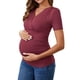 thumbnail image 4 of Blusa de lactancia de verano para mujeres INSPIRE CHIC, con cuello en V, manga corta, tops para embarazo, camisetas fruncidas, pequeña, roja, 4 of 6