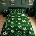 thumbnail image 2 of meiyoeat Cartoon Sport Soccer Full Size Comforter Sets for Boys, Green Grass Stripes Bedding Comforter Set, Polkadot Reversible, 3 Pieces, 1 Comforter and 2 Pillowcases, 2 of 6
