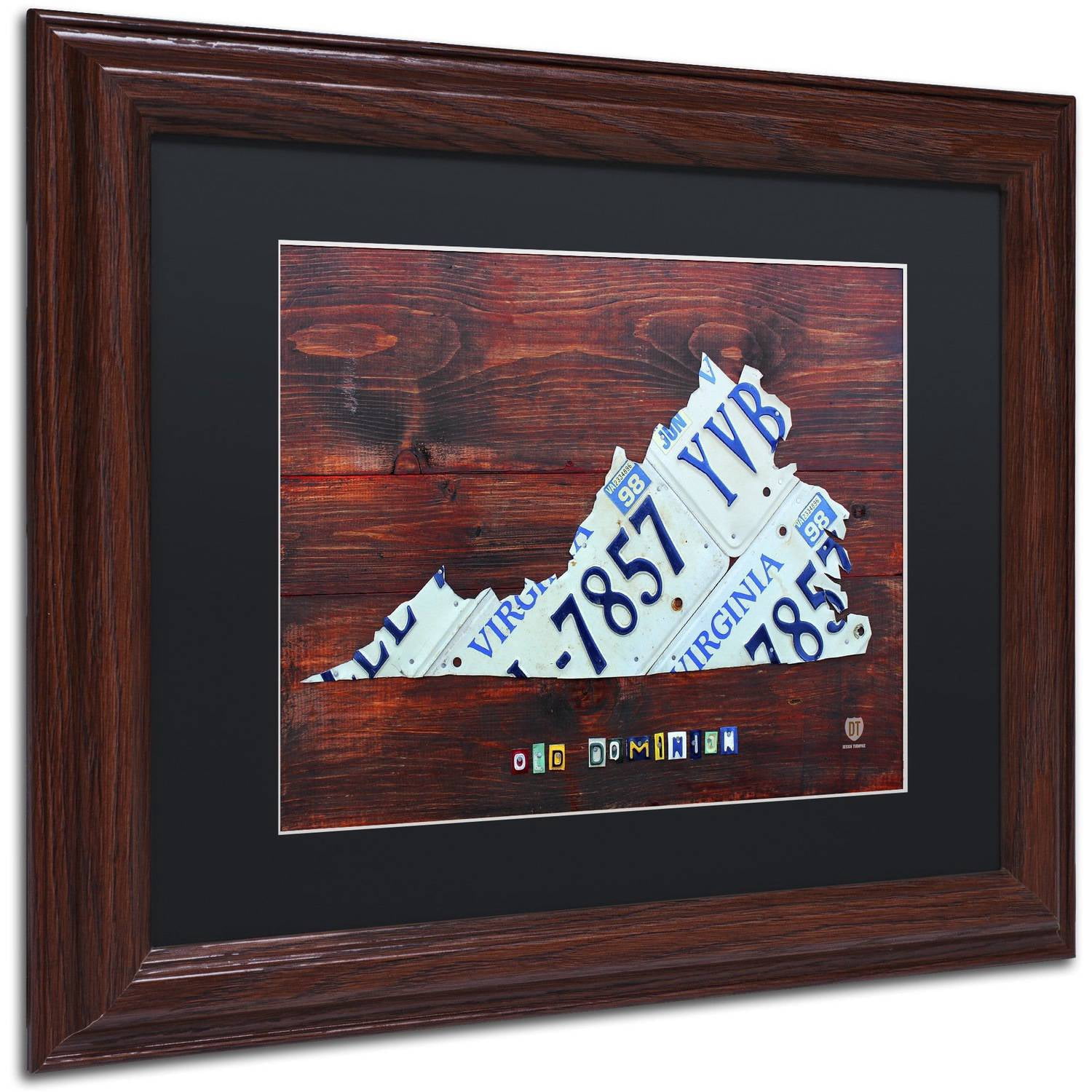 Trademark Fine Art 'Virginia License Plate Map' Canvas Art by Design Turnpike, Black Matte, Wood Frame