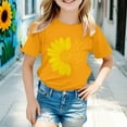 thumbnail image 2 of PINQI Girls Summer Sunflower T Shirt Cute Flower Graphic Kids Short Sleeve Tops Crewneck Loose Tee Casual Basic Tshirt, 2 of 4