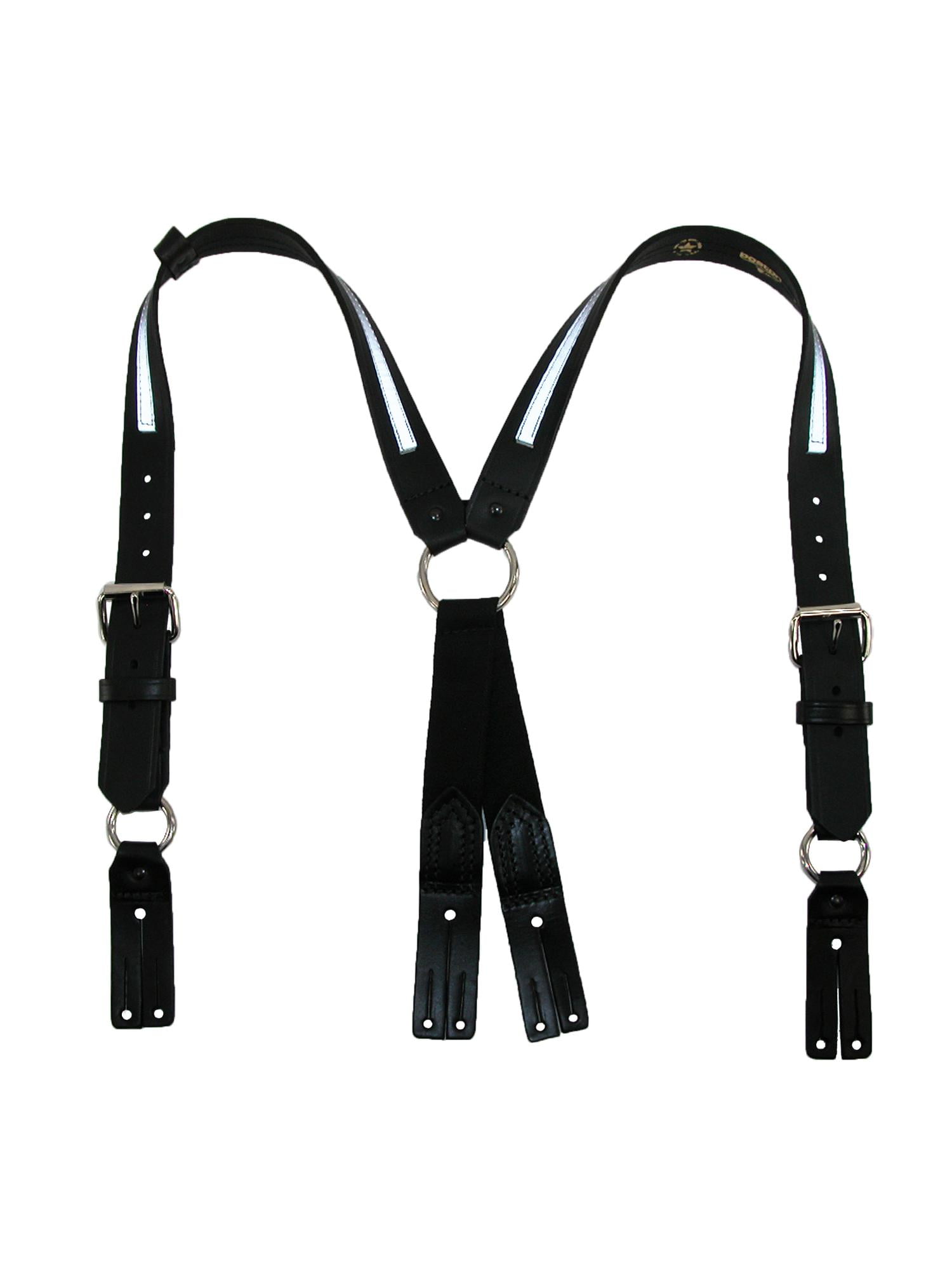 Size one size Leather Reflective Button End Fireman Work Suspenders