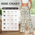 thumbnail image 5 of SCRAWLGOD Leaf Print Green Beige Women Flowy Pants Drawstring High Waist Wide Leg Palazzo Pants Loose Fit Lightweight Trendy Lounge Trousers with Pockets, S, 5 of 7