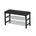 thumbnail image 3 of Pilaster Designs Harney 18" 2-tier Vinyl Shoe Organizer Storage Bench in Black, 3 of 4