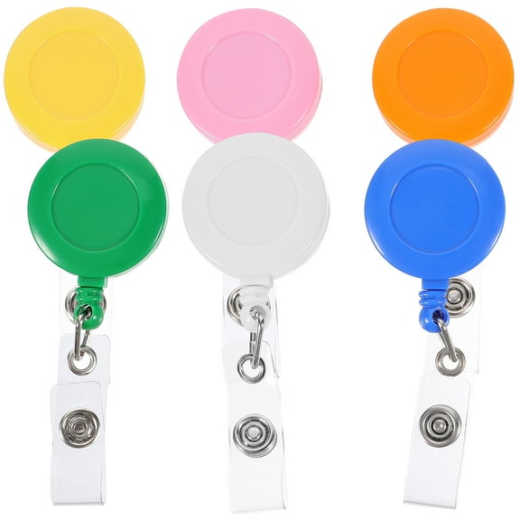 6Pcs Retractable Badge Holders with Clips for Organizing ID Cards and Keys Assorted Color
