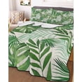 thumbnail image 3 of Quilts Twin Size Bedding Set, Tropical Palm Leaves Lightweight Quilted Comforter, Green Monstera Leaf Plants Summer Beige Soft Bedspread Coverlet with Pillow Covers for All Season, 68" x 86", 3 of 7