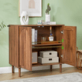 thumbnail image 5 of LEFHDA 31.5" Fluted Sideboard Buffet Cabinet with 2 Doors & Adjustable Shelves, Mid-Century Modern Wood Storage Cabinet with Arched Profile for Dining Room, Kitchen, Living Room, Hallway Set of 2, 5 of 9