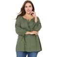 thumbnail image 1 of GRACE & GRANDEUR Haut à Manches Longues Raglan Ajouré à Col Noué pour Femme Grande Taille Vert 2X, 1 of 7