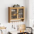 thumbnail image 3 of Pusnapku 23" Bathroom Wall Storage Cabient, 3-Tier Modern Medicine Cabinet with Glass Doors, Towel Bar, Wood Display Cabinet for Kitchen, Living Room, 3 of 9