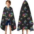 thumbnail image 3 of Multicolor Controllers Games Characters Black Pattern Hooded Bath Towel，60"x35" for Ages 3 To 12 Kids, Quick Dry Lightweight Soft Microfiber Hood Beach Towel Cover Up for Kids, 3 of 7