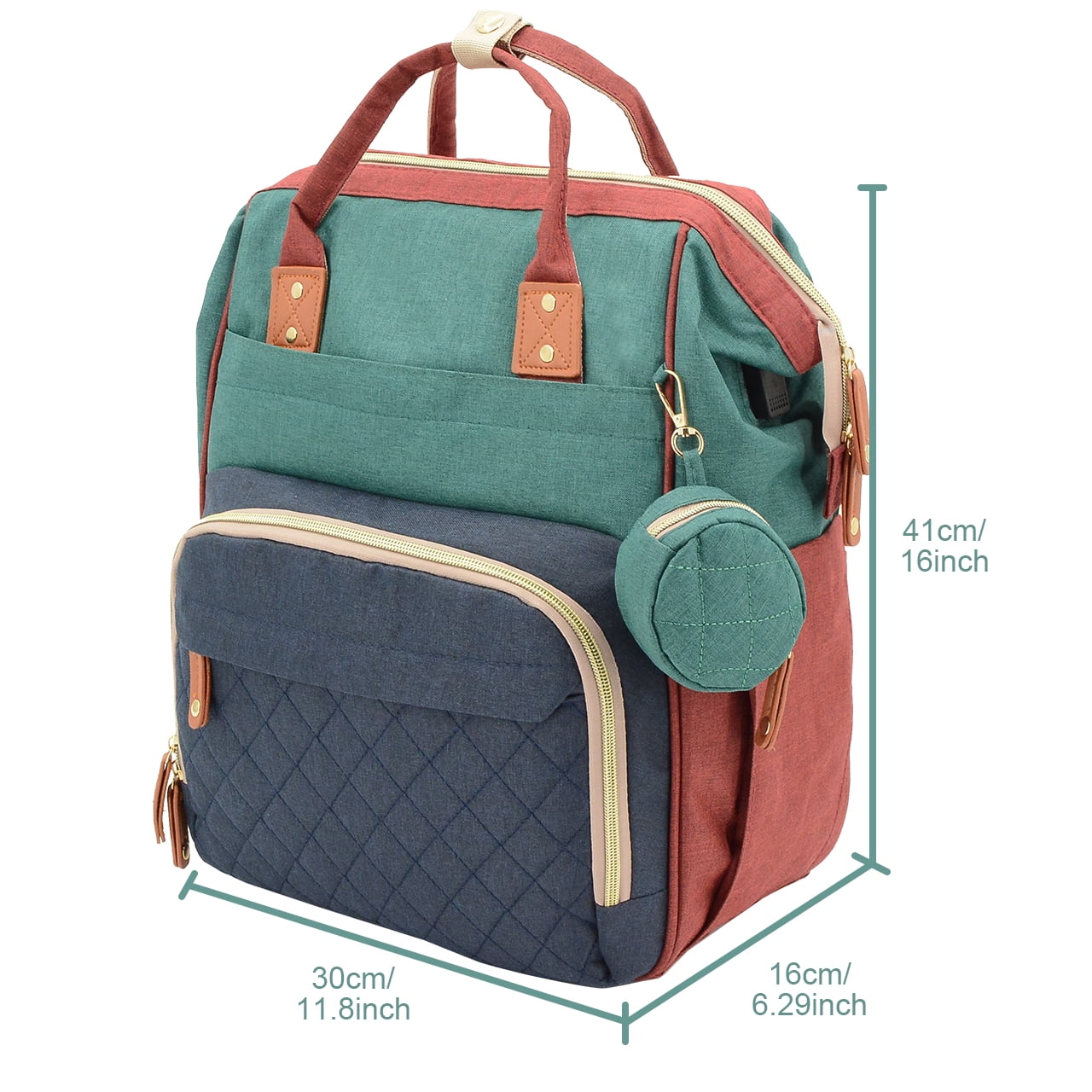 DERSTUEWE Baby Diaper Bag Backpack, Diaper Bag for Dad Mom , Insulated Milk Bottle Pockets, Pacifier Case, Large Diaper Bag for Travel (Colorful)