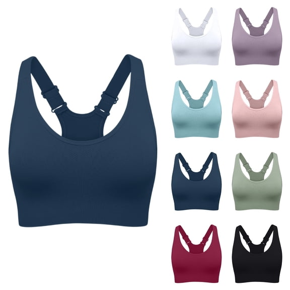 Sports Bras for Women, High Impact Workout Running Yoga Bras, Supportive & Adjustable Padded Gym Bras for Large Bust Blue 38