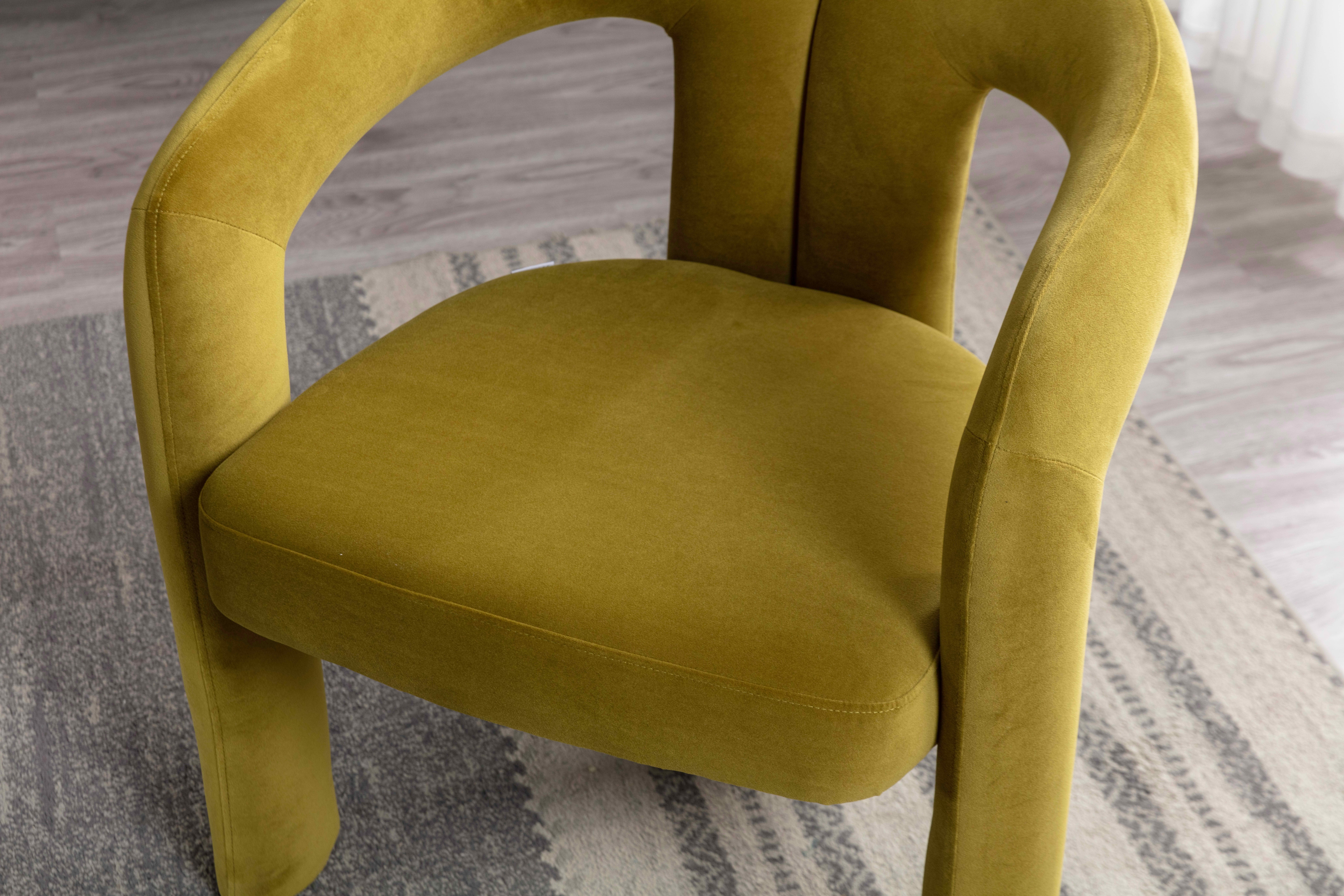 MAYEERTY Set of 2 Velvet Dining Chairs, Curved Back Side Chairs, Wood Legs, 250 lb Capacity, Olive