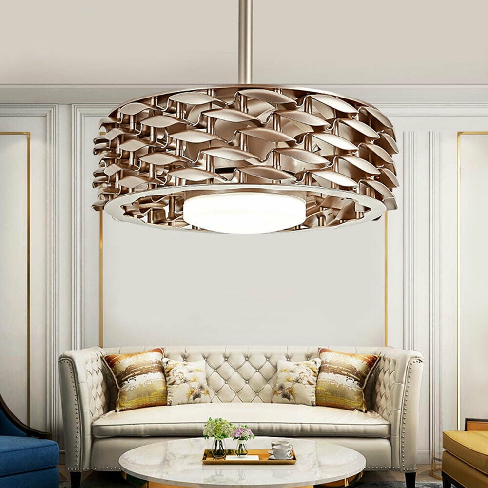 OUKANING Ceiling Fan-Bladeless 22 Inch 3 Color Dimmable Ceiling LED Light Remote Control Chandelier