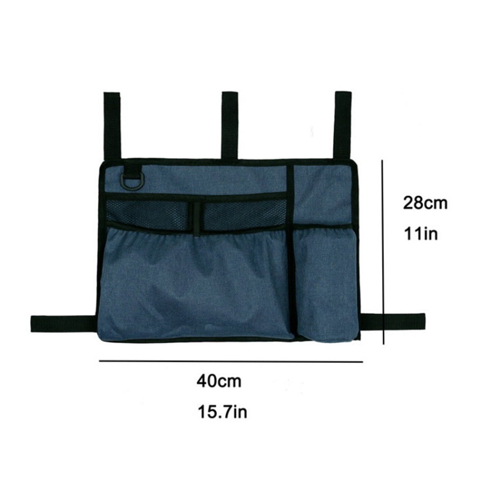 Walker Accessories for Seniors - Folding Walker Bag with Cup Holder, Storage Basket, and Organizer Pouch, Blue