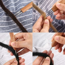 11pcs Dreadlocks Crochet Hooks Set, EEEkit 0.5mm 0.75mm Dreadlock Weaving  Needle, Steel Crochet Hook with Bamboo Handle Interlocking Needles, Hair