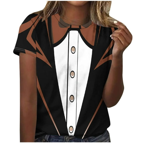 Lumivie Summer Tops For Women 2025 Dressy Western Tshirts Shirts For Women Summer Blouses For Women 2025 Trendy Short Sleeve T Shirts For Women Graphic Trendy Gym