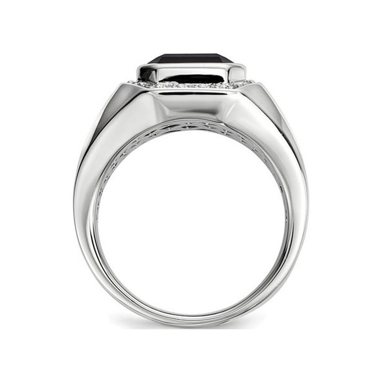 Mens Cross Diamond Band Ring Rhodium-plated Sterling Silver 1/20 CTW 3 Diamonds Mens Cross Diamond Band Ring Rhodium-plated Sterling Silver 1/20 CTW 3 Diamonds