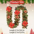 thumbnail image 6 of Pre-lit Christmas Garland with 30 LED Lights,Four Large Flowers and Three Small Flowers, Battery Operated Garland with Star Berry Faux Spruce for Outdoor Indoor Mantle Holiday Decor(Red1,71x2"), 6 of 9