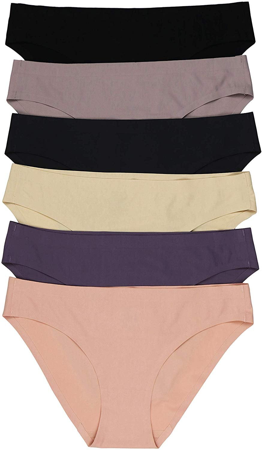 ToBeInStyle Women's 6 Pack Laser Cut Brief Panties Plain 2XL