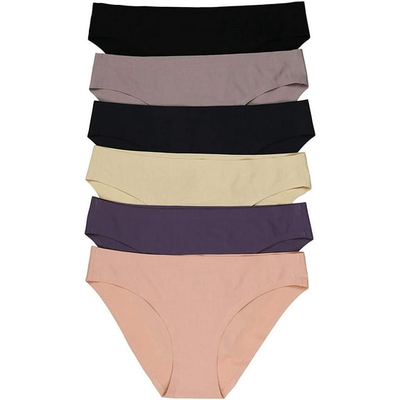 ToBeInStyle Women's 6 Pack Laser Cut Brief Panties - Plain - 2XL