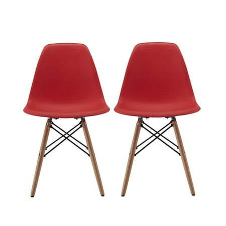 2 Black Dining Chairs - Madison Home Modern Chair Natural Wood Legs in Color White, Black and Red Dining Chairs (Set of 2)