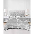 thumbnail image 2 of Quilts Twin-XL Size Bedding Set, Grey Starfish Coastal Lightweight Quilted Comforter, Summer Beach Nautical Ocean Vintage Soft Bedspread Coverlet with Pillow Covers for All Season, 68" x 98", 2 of 7