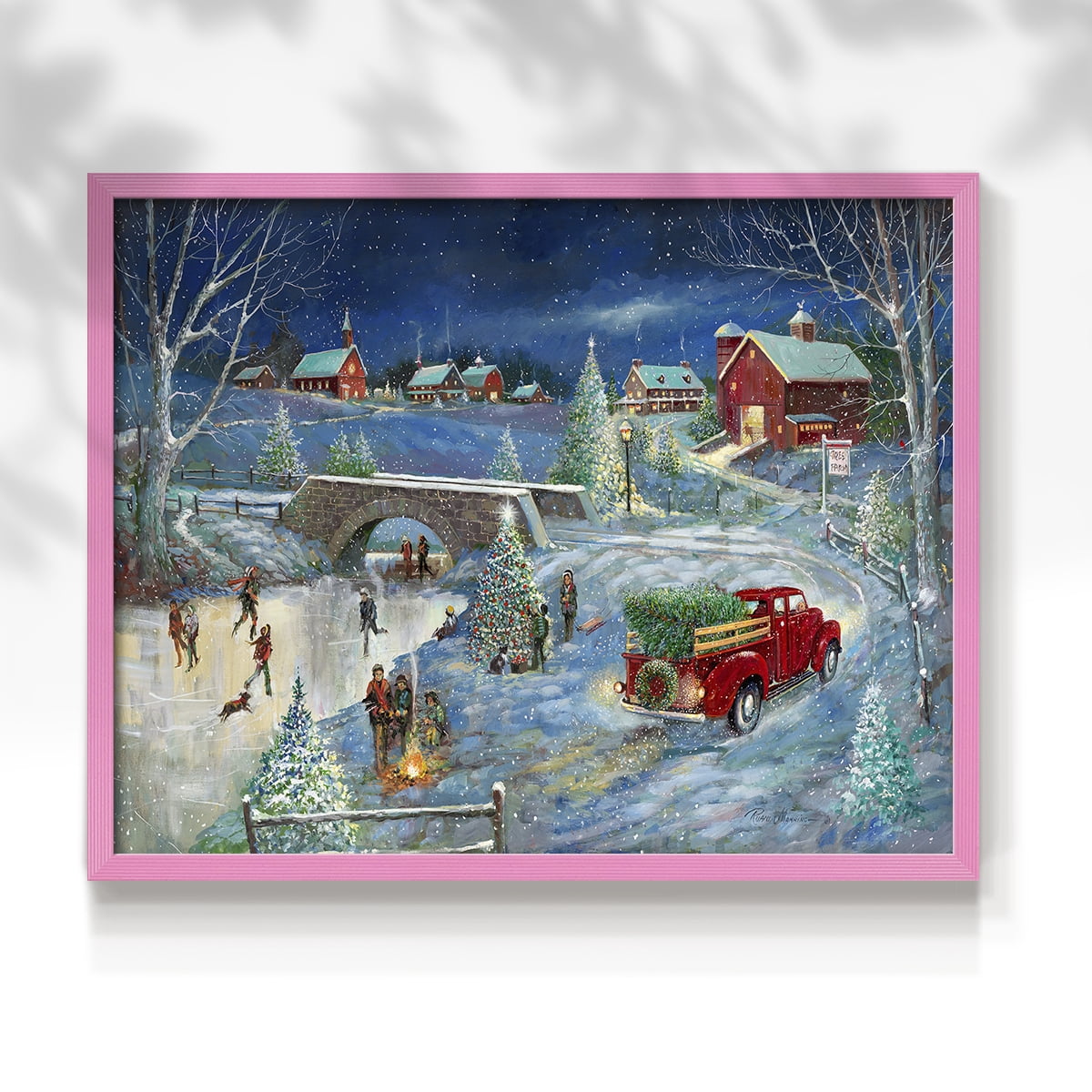 Warm Holiday Memories by Ruane Manning - Restickable Framed Giclée Print with Real Wood Frame