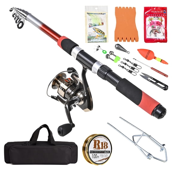 Set Lixada Fishing Tackle Set With 2.1m Telescopic Fiberglass Fishing Sea Rod Fishing Reel Fishing Baits Hooks Fishing Bag Kit Seawater Freshwater Suits Professional