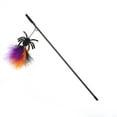 thumbnail image 1 of Varita para jugar con gatos de patrón de araña conveniente de 1 pieza para interiores en naranja, negro y púrpura de plástico, 1 of 3