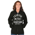 thumbnail image 4 of Can Fix Everything Mechanic Humor Unisex Fleece Graphic Zip Up Hoodie Brisco Brands 2X, 4 of 5