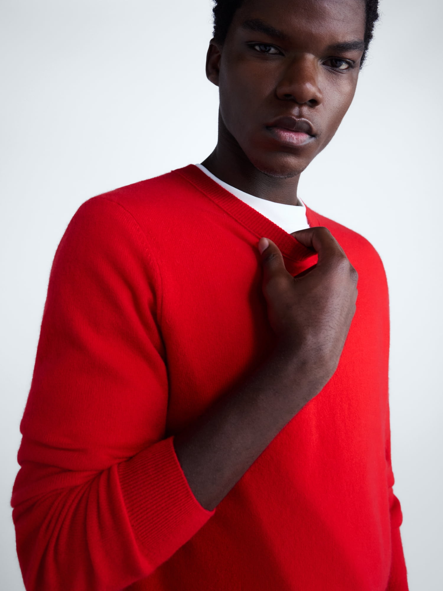 Free Assembly Men’s Cashmere Crewneck Sweater with Long Sleeves, Midweight, Sizes XS-2XL