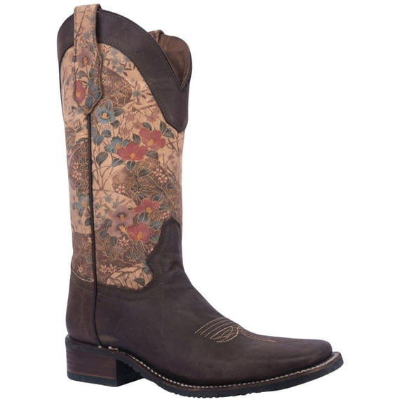 Circle G Women's Printed Shaft Western Boot Broad Square Toe Chocolate 7 1/2 M US