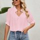 thumbnail image 2 of Cordón V Masajeadores de cuello blusa media manga color puro casual elegante camisa las mujeres respirables para citas rosa XL, 2 of 6