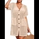 thumbnail image 1 of Vestido de Crochet con Botones y Abertura Lateral para Mujer, Traje de Baño con Bolsillos Albaricoque S, 1 of 9