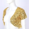 thumbnail image 4 of Jowowha Women's Fashion Casual Cardigan Short Sleeve Glitter Sequin Cover Up Cropped Jacket Coat Gold One Size, 4 of 7