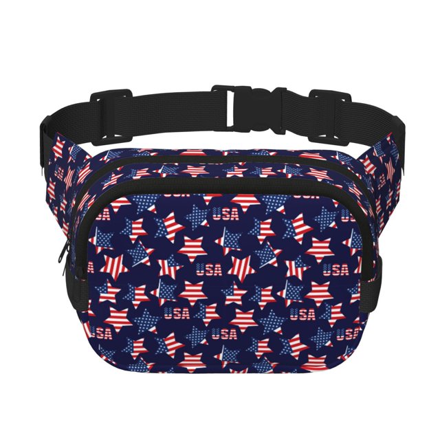 Balery American Stars Mochila Cinturón para Mujeres y Hombres, Bolsa de Cintura Impermeable de Doble Capa con Correa