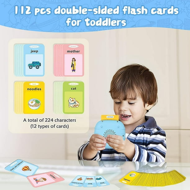 Cartes Flash parlantes Jouets éducatifs - Cartes Flash parlantes Jouets  d'apprentissage pour les tout-petits - Jouets Montessori Cartes Flash pour  2 3 4 5 6 ans - Bleu 