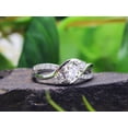 thumbnail image 2 of 1 Carat Round Cut Lab Created Moissanite Diamond Engagement Rings for Women 14K White Gold Plated Silver Ring Twisting Moissanite Rings-5, 2 of 8