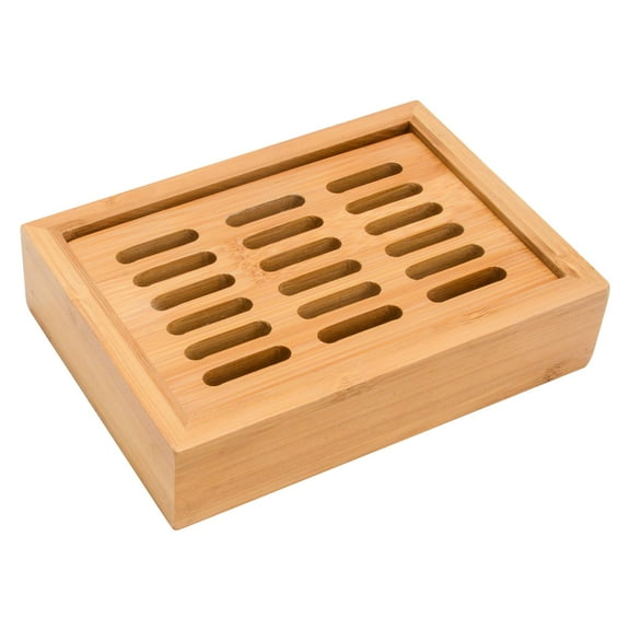 Eco Bamboo Wood Soap Dish - Soap Holder, Soap Tray, Soap Rack Double Layer & Draining for Bathroom, Sink, Countertop