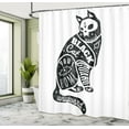 thumbnail image 5 of Ambesonne Modern Shower Curtain, Magic Skull Cat Drawing, 69"Wx84"L, Black and White, 5 of 5