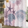 thumbnail image 2 of Shower Curtain,Nautical Coastal Shower Curtains for Bathroom Ocean Beach Seashell Starfish Shower Curtain Sets Marine Underwater Fabric Waterproof Bathroom Curtain Decor 72x72 with Hooks, 2 of 6