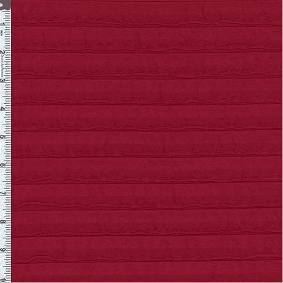 Deep Red Savannah Ruffle Knit, Fabric Sold By the Yard
