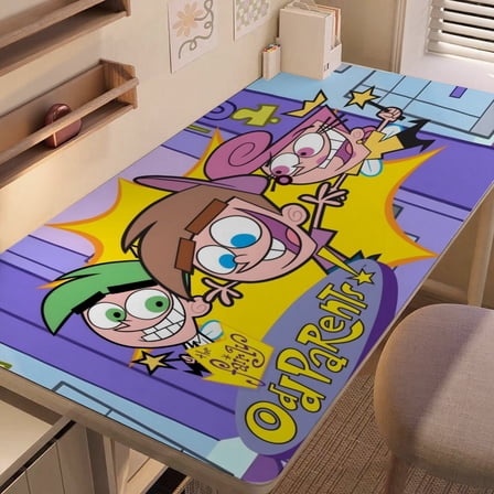 The Fairly Oddparents-themed extra-large Non-Slip Base leather Desk Table mat—versatile for computer desks, dining tables, and more.12"x24"(30X60cm）