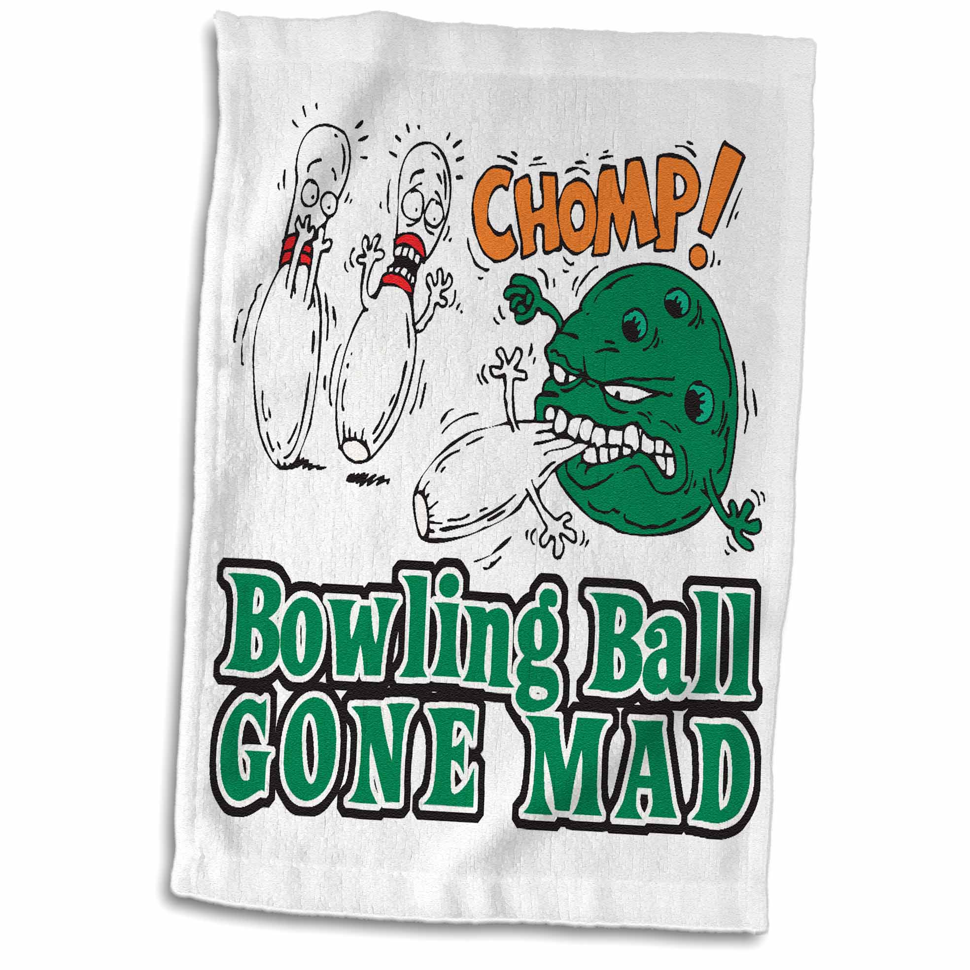 3dRose Funny Bowling Ball Gone Mad Sports Design Towel, 15 by 22inch