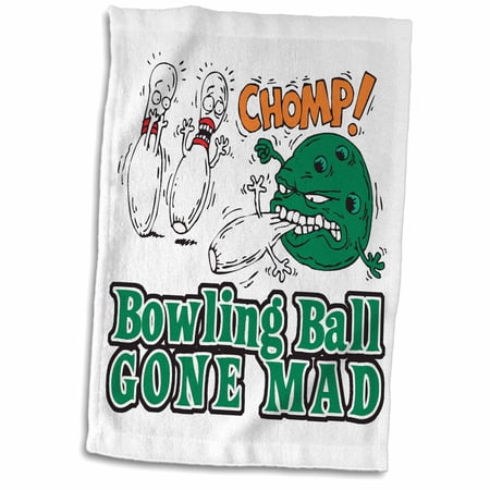 3dRose Funny Bowling Ball Gone Mad Sports Design - Towel  15 by 22-inch