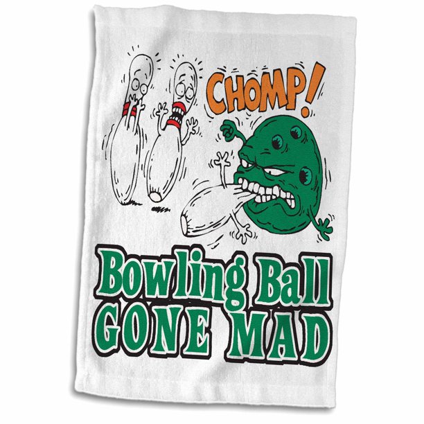 3dRose Funny Bowling Ball Gone Mad Sports Design Towel, 15 by 22inch