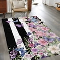 thumbnail image 2 of 4'x6' Area Rugs, Pink Flowers Indoor Outdoor Area Rug for Living Room Bedroom, Spring Floral Watercolor Botanical Farmhouse Striped Bathroom Rugs Kitchen Floor Carpet Mats Home Decor Aesthetic, 2 of 8
