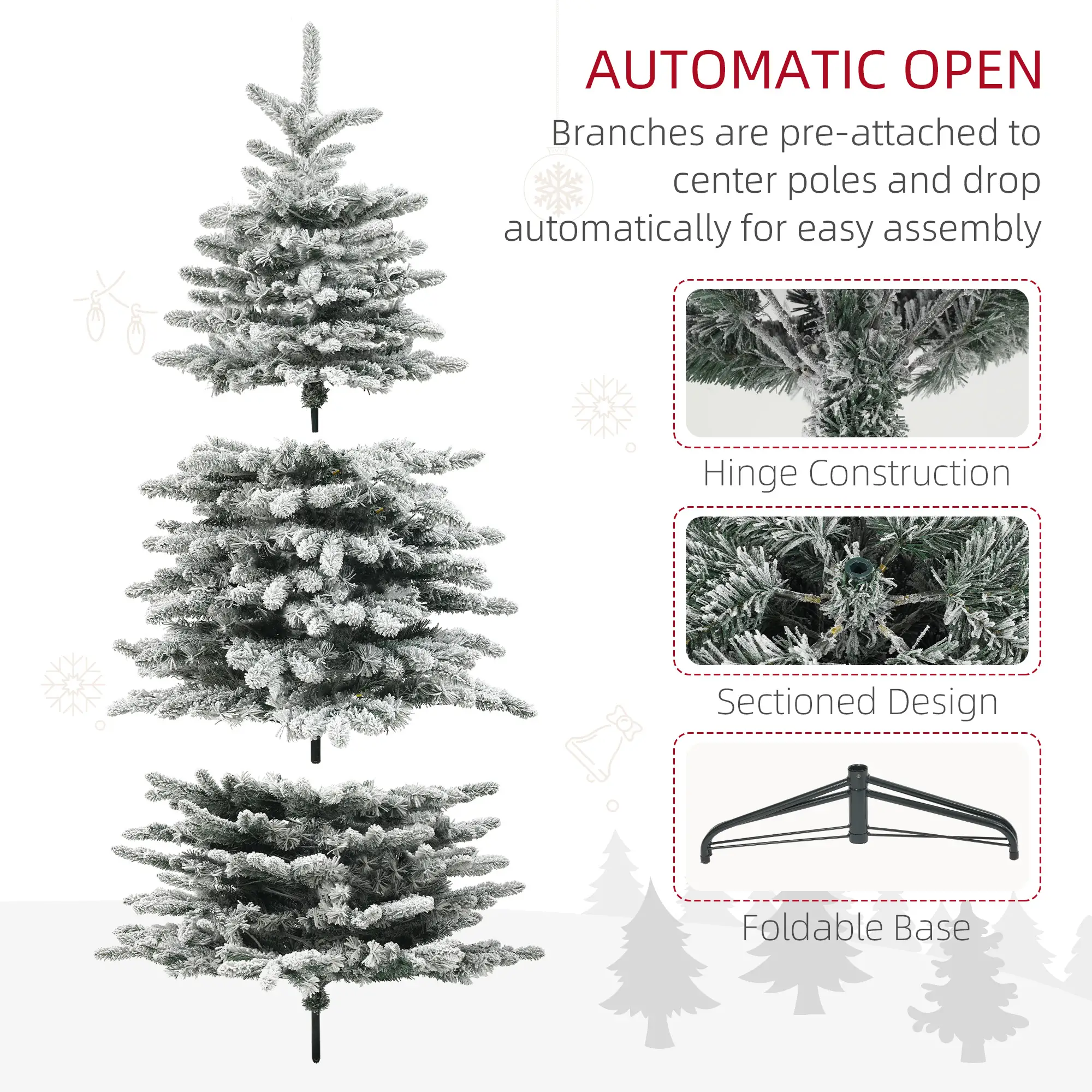 6.5ft Prelit Flocked Christmas Tree 990 Tips 400 Dual Color LED Lights Remote Timer Indoor Decor
